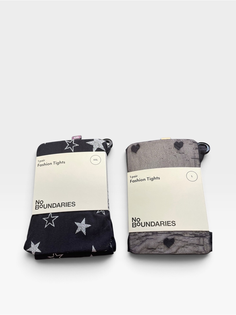 No Boundaries women’s  Black & Gray Fashion Tights - 2 Pack size large and xxl